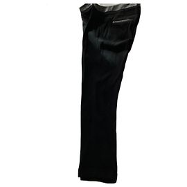 The Kooples Schwarze Hose aus Viskose-Crêpe mit Leder Taille
