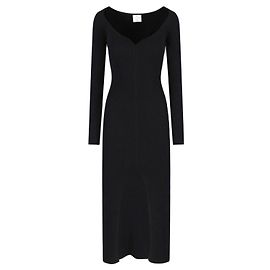 Courreges Swallow Maxikleid schwarz gerippt
