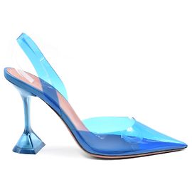 Décolleté slingback Holli Glass Amina Muaddi in PVC blu