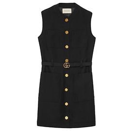 Vestido sin mangas Gucci de cady negro lana y seda