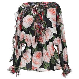 Blusa a balze in seta Dolce & Gabbana Nera
