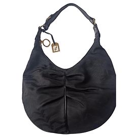 Borsa Fendi nera con motivo zebra in tela e pelle