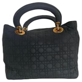 Dior Borsa Lady Dior Blu Navy in Cotone