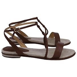 Sandali piatti intrecciati Alexandre Birman in pelle di vitello marrone