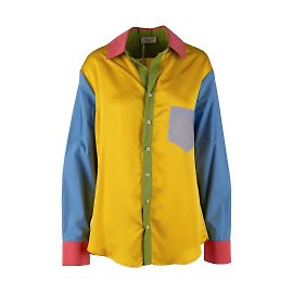 Autre Marque Camisa cruzada con bloques de color Rubino Gaeta