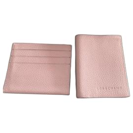Longchamp Pink Leather Wallet and Card Holder