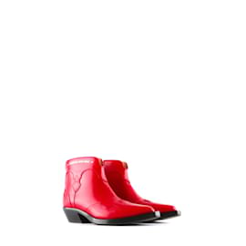 DIOR - Botines de tacón Dior West en cuero rojo (talla 37)