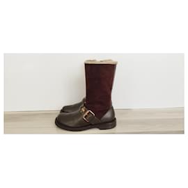 Céline Stiefel aus Leder und Wildleder Braun