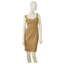Diane Von Furstenberg Jiwon Ärmelloses Woll Minikleid Gold Beige