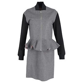 Autre Marque McQ Alexander McQueen Jaqueta e saia Peplum Bomber em lã cinza