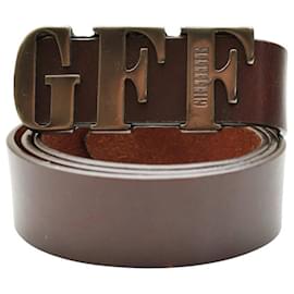 Cintura Gianfranco Ferre GFF Monogramma in Pelle Marrone Taglia 90 - Gianfranco Ferré