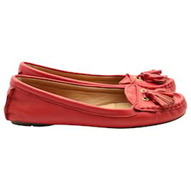 Mocassini Coach con Nappe in Pelle Rossa