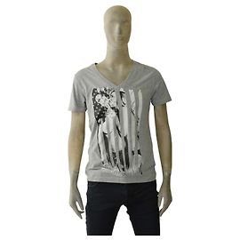 Philipp Plein T-Shirt in Grau mit V-Ausschnitt Herren L