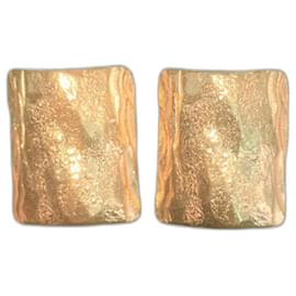 Boucles d'oreilles à clips Yves Saint Laurent Goossens rectangulaires dorées