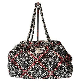 Borsa a mano Chanel Filigree Nylon Nera Rossa Bianca
