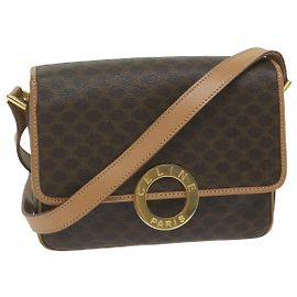 Céline CELINE Borsa a tracolla in tela Macadam in pelle PVC marrone Auth ar11188B