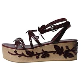Burgunderfarbene Plateausandalen - Größe EU 40.5 (Vereinigtes Königreich 7.5) - Prada