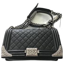 Borsa a mano Chanel Boy Paris Dallas in pelle nera