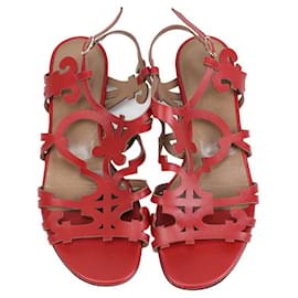 Sandali Hermès in pelle rosso scuro