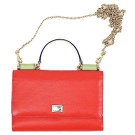 Dolce & Gabbana Sicily Portafoglio con catena in pelle rossa