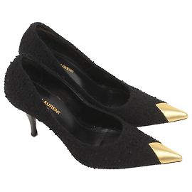 Saint Laurent High Heels Schwarz Stoff 9cm