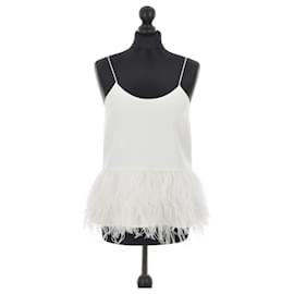 Top Tibi bianco a pois in viscosa