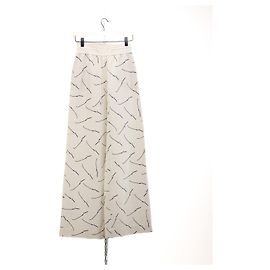 Pantaloni larghi in seta bianchi Loro Piana