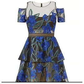 Marchesa Illusion-Halskette-Kleid mit Blumenmuster