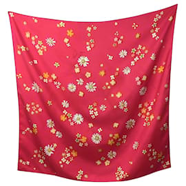 Foulard Hermès Flower Power in seta rossa