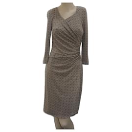 Peserico Wickelkleid Midi Viskose braun taupe