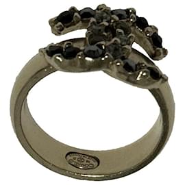 Chanel CC Ring Schwarzer Strass Gold