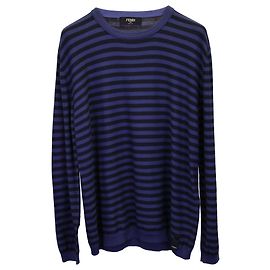 Fendi-Streifenpullover aus blauem Kaschmir
