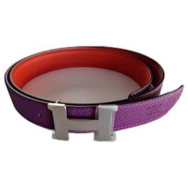 Cinturón Hermès Reversible H Cuero Anemone Capucine