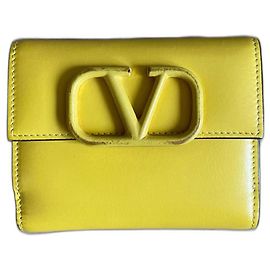 Valentino Vlogo Geldbörse aus Leder Gelb