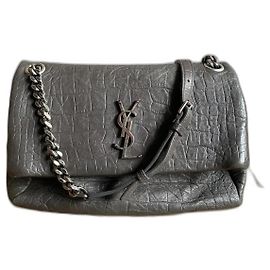 Borsa Saint Laurent West Hollywood Fold-Over Pelle Grigia