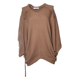 Valentino, Poncho in cashmere con cappuccio color cammello