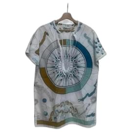 Vestido de playa Hermès de algodón blanco y azul