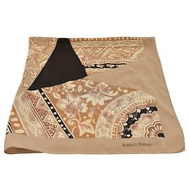 Autre Marque Sciarpa quadrata in seta Alberto Fabiani fantasia floreale beige e nera