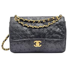 Borsa classica senza tempo con patta in struzzo Chanel