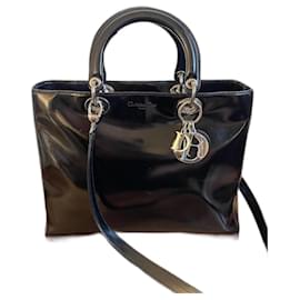 Dior Lady Dior Borsa in pelle vernice nera