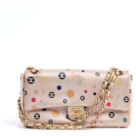 Chanel 2004 Classique Single Flap Pink Silk CC Shoulder Bag
