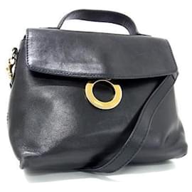 Borsa da viaggio Céline in pelle nera con anello logo dorato