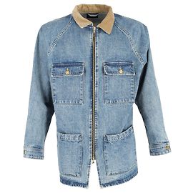Fear of God Vintage Selvedge Denim Long Trucker Jacke aus hellblauer Baumwolle