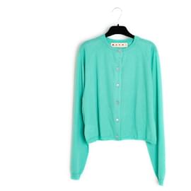 Cardigan Marni FR40 in cashmere leggero verde laguna US10