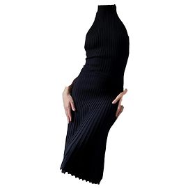 Gianni Versace Strickkleid mit Neckholder aus Wolle Schwarz