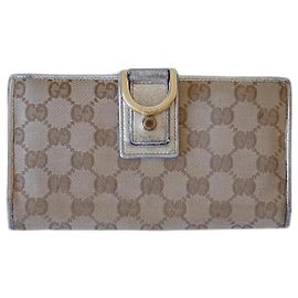 Cartera continental Gucci Abbey D-ring beige monograma GG