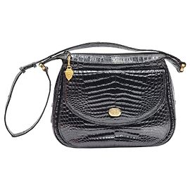 Borsa a tracolla vintage Gucci in coccodrillo nero