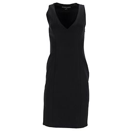 Ärmelloses V-Ausschnitt-Kleid von Ralph Lauren aus schwarzer Wolle