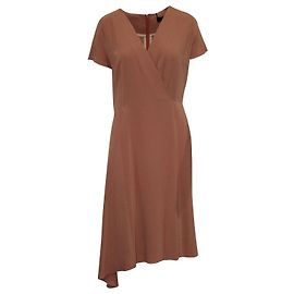 Joseph  V-Neck Midi Dress in Dark Pink Acetate