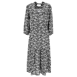 Ba&Sh Midikleid mit Paisley-Print aus schwarzer Viskose